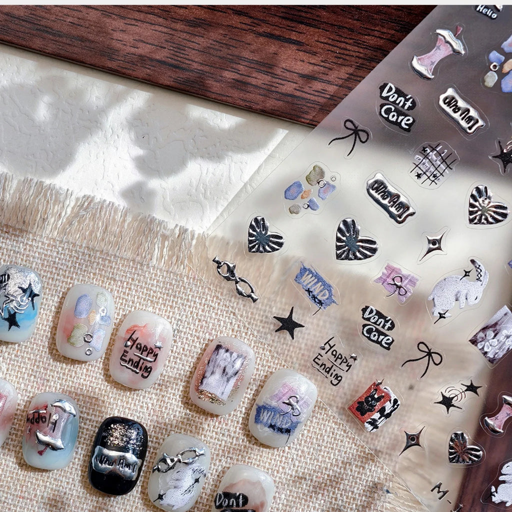5D Self-Adhesive Nail Stickers & Manicure Decal Sheet Nail Art Stickers QXL