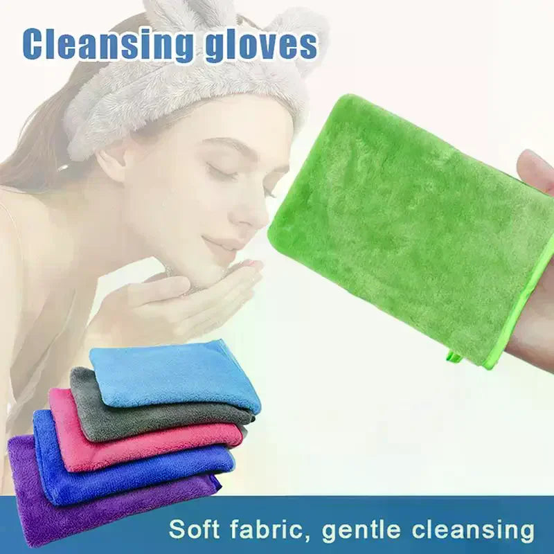Microfiber Makeup Remover Glove | Reusable Facial Cleansing Mitt Makeup Remover Glove QXL
