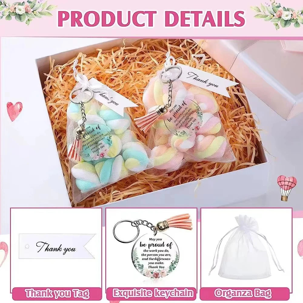 48-Piece Acrylic Thank You Cards & Inspirational Keychains Set Acrylic Gift Set QXL