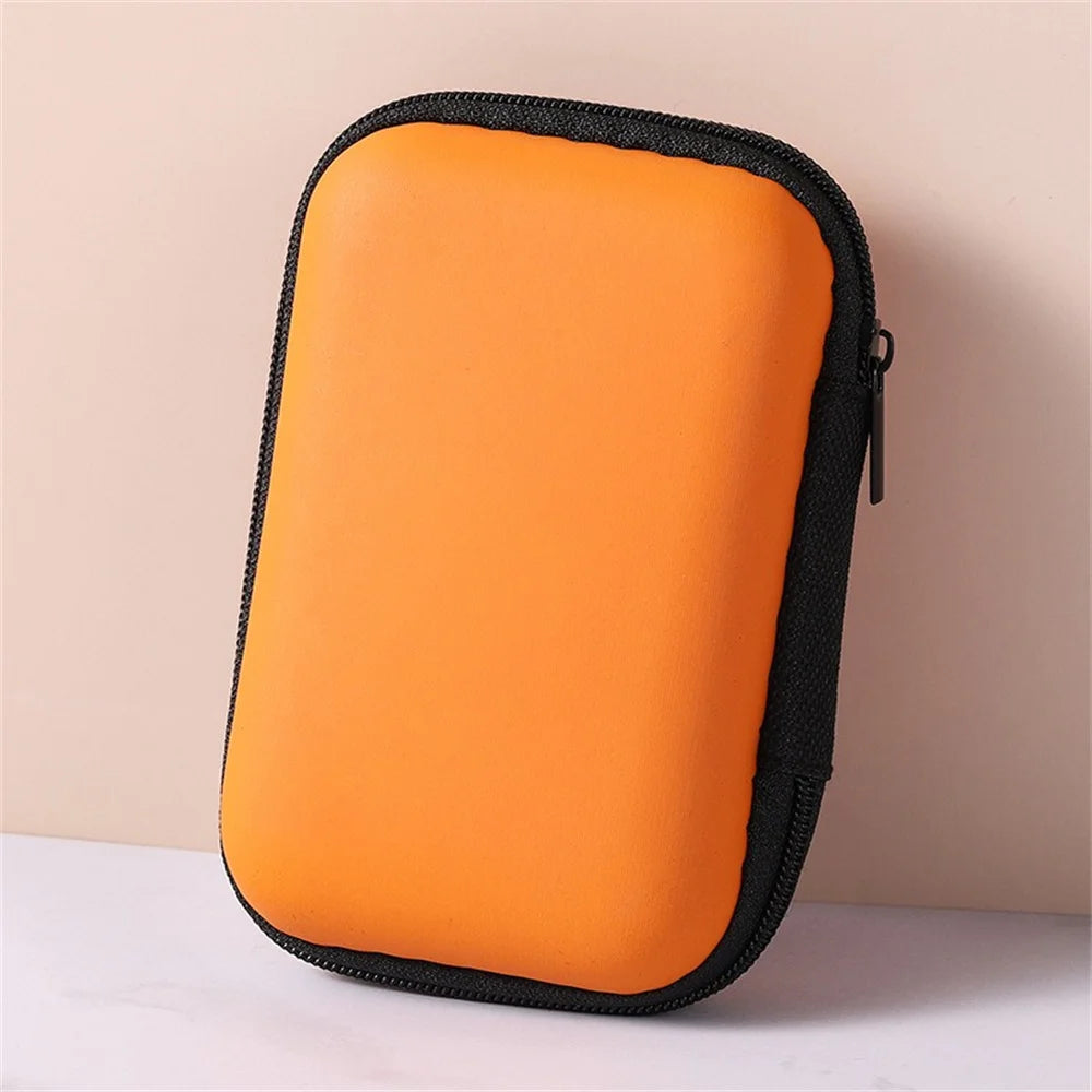 Mini EVA Zipper Pouch | Cable, USB & Earphone Travel Case Cable Storage Pouch QXL Orange