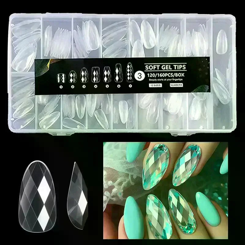 160-Pc Press-On False Nails | Almond Ballet Square Full Cover Press-On False Nails QXL