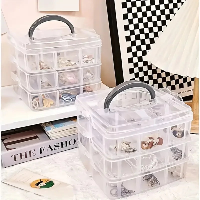 18-Compartment Stackable Jewelry Organizer Box | Clear Plastic Jewelry Organizer Box QXL