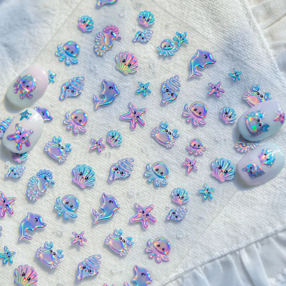 Ocean 5D Nail Art Stickers | Cartoon Adhesive Manicure Decals Nail Art Stickers QXL