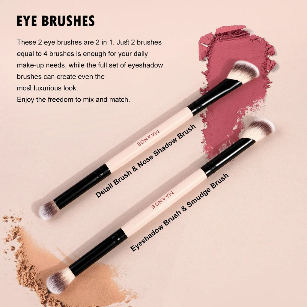 MAANGE 4-Pc Double-Ended Kabuki Makeup Brush Set Makeup Brush Set QXL