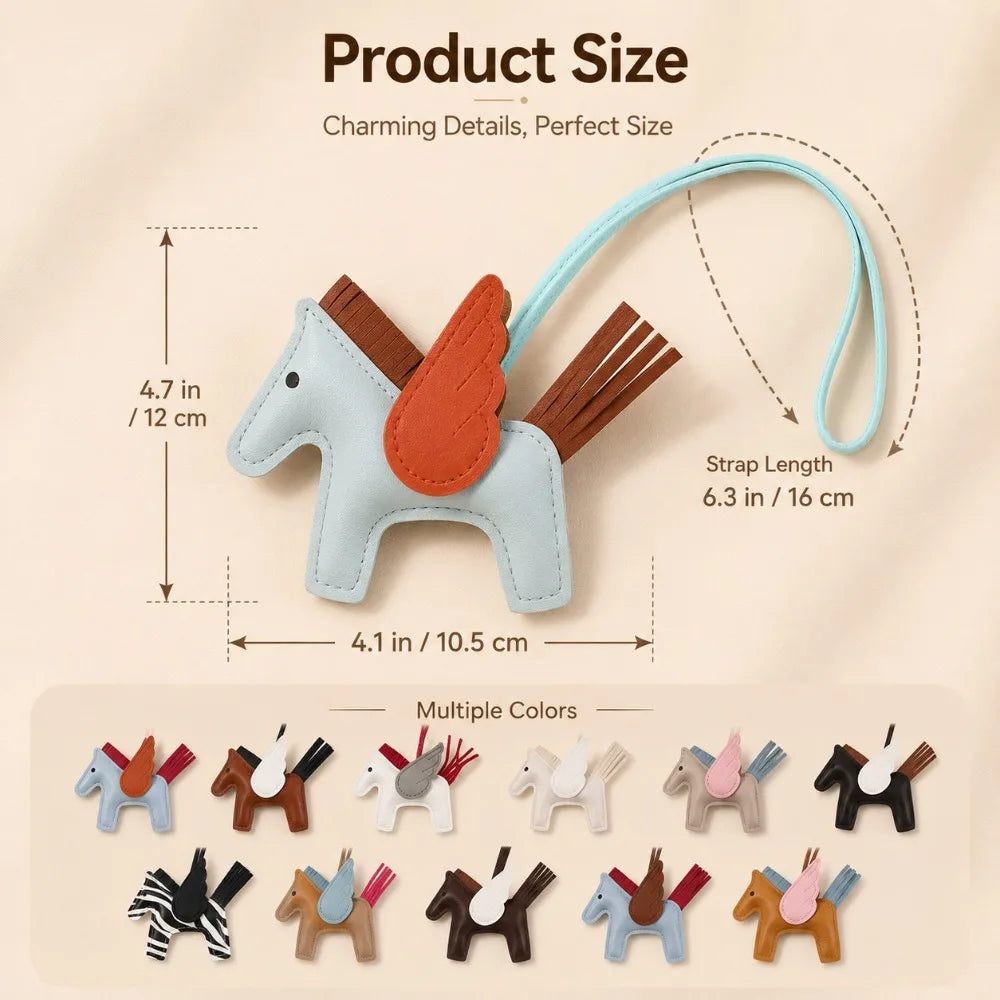 PU Leather Winged Horse Bag Charm & Keychain Pendant Bag Charm Keychain QXL