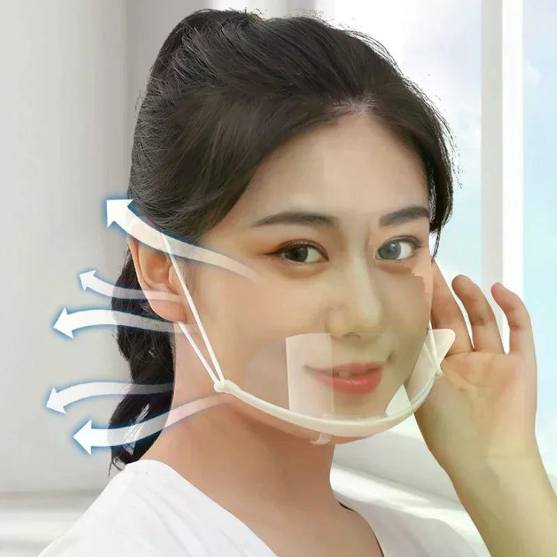 20-Pack Clear Transparent Face Masks | Reusable Splash Guard Transparent Face Mask QXL