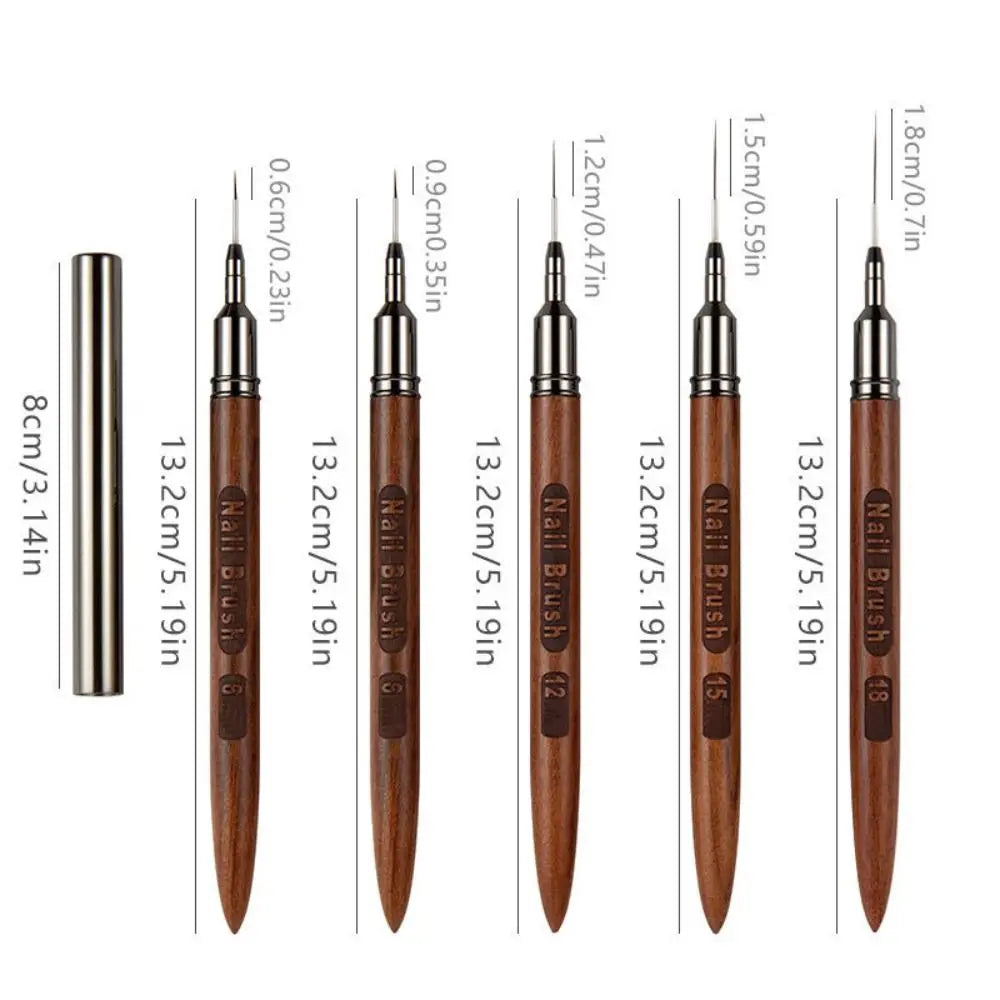 Sandalwood Nail Liner Brush | Fine Detail Art 6–18mm Nail Art Liner Brush QXL