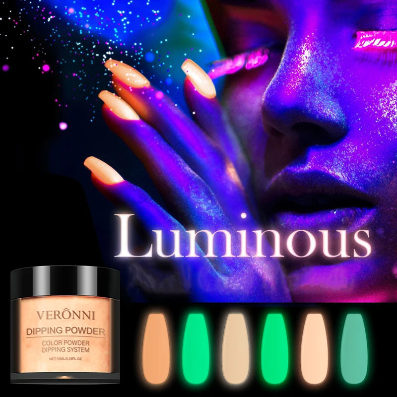 12-Color Neon Luminous Dip Nail Powder | 3D Manicure Set Dip Nail Powder QXL