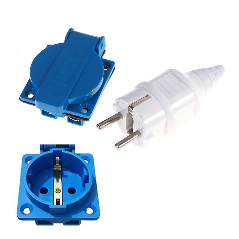 Industrial Waterproof EU Socket 16A 220V | Copper 2-Pin Plug Industrial EU Socket QXL