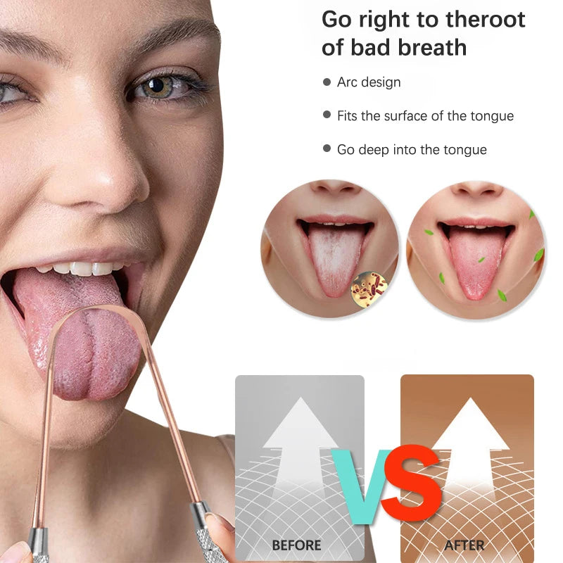 Copper Tongue Scraper | Stainless Steel Oral Hygiene Cleaner Tongue Scraper QXL