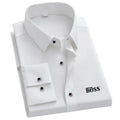 Men's Slim Fit Wrinkle-Resistant Long Sleeve Business Shirt Business Casual Shirt QXL D 1pc White L