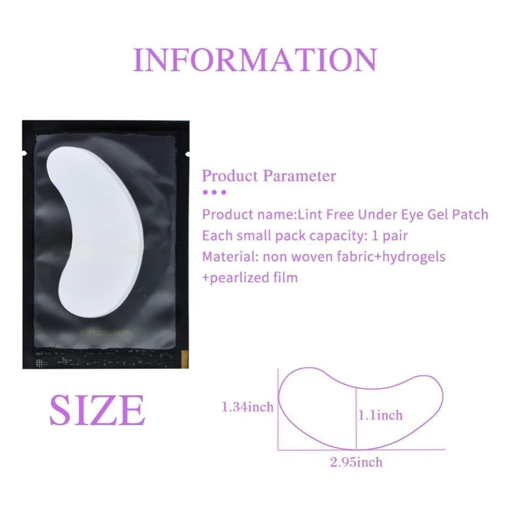 100-Pair Lint-Free Under Eye Gel Pads for Lash Extensions Lash Extension Pads QXL