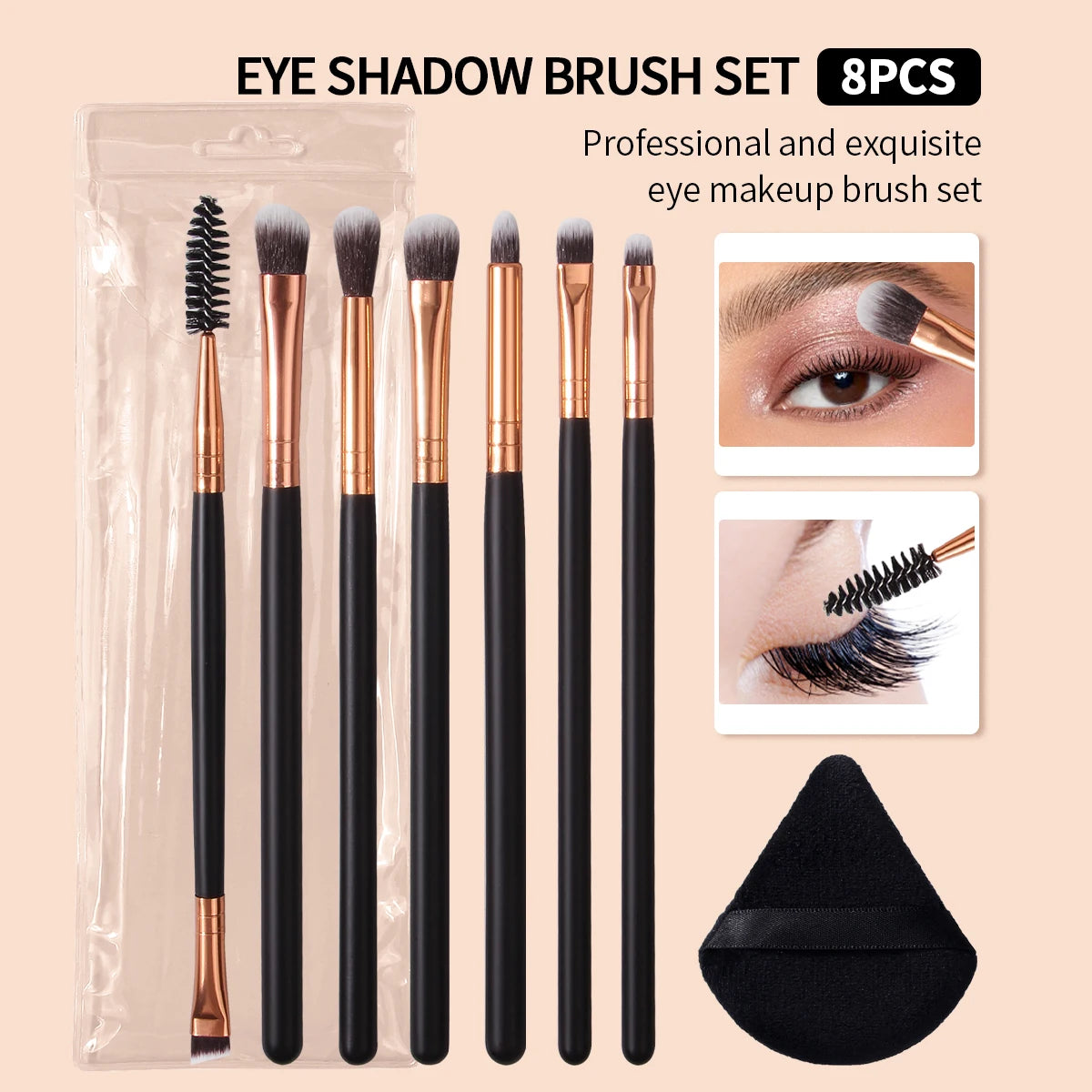 KOSSHOW 8-Pc Eye Makeup Brush Set | Blending & Eyeshadow Eye Makeup Brush Set QXL black