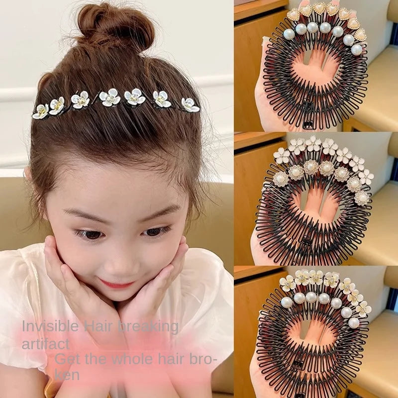 Pearl Stretch Flexible Hair Hoop Comb Headband | Korean Style Hair Hoop Headband QXL