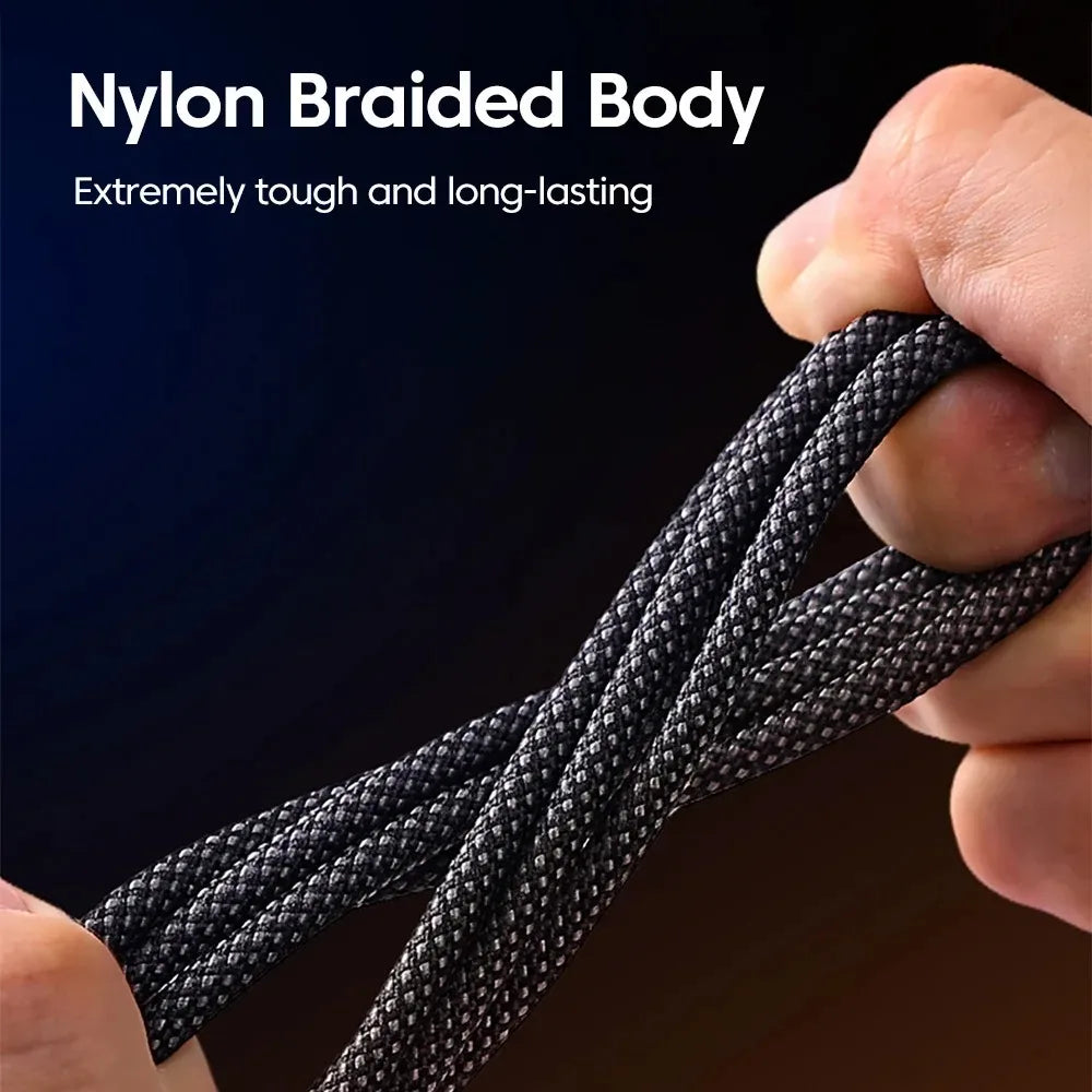 240W USB-C Fast Charging Cable with LED Display | Nylon Braid USB-C Charging Cable QXL