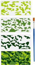 3-Piece Layered Camouflage Stencil Set with Brush | 11.8x5.9" Painting Stencil Set QXL AECH04-14006