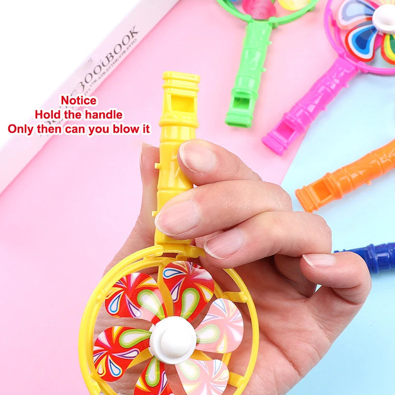10-Pack Windmill Fan Whistle Toys for Kids – Party Favors Kids Party Toy Set QXL