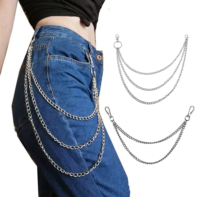 Punk Hip-Hop 2/3-Layer Metal Belt Chain | Waist Chain Metal Belt Chain QXL