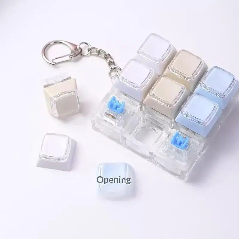 9-Key Mechanical Keyboard Keychain Fidget Toy Bag Charm Novelty Keychain Toy QXL
