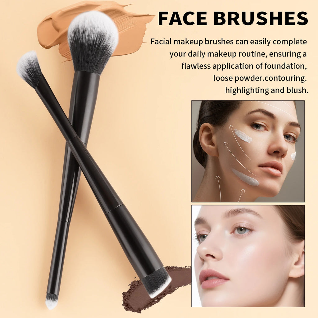 Ronshadow 4-Pc Dual-Sided Makeup Brush Set | Full Face Kit Dual-Sided Makeup Brushes QXL