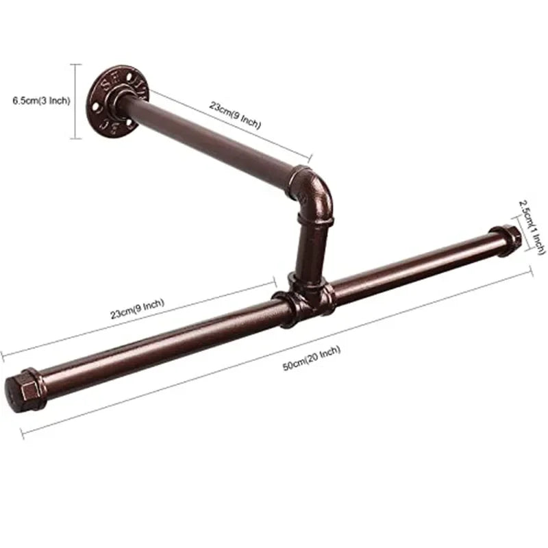 2-Pack Industrial Pipe Wall-Mounted Clothes Rack | Heavy Duty Wall-Mounted Clothes Rack QXL 2pcs Load capacity 20kg