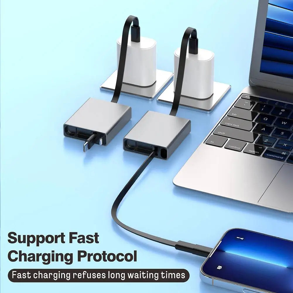 4-in-1 Retractable USB Cable 66W Fast Charging – Type-C & More USB Charging Cable QXL