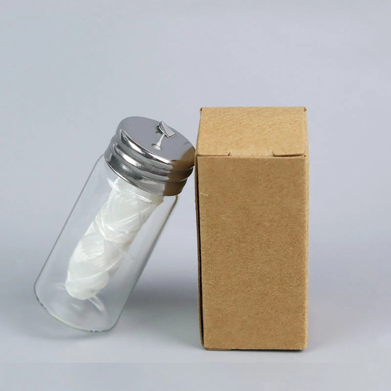 Bamboo Charcoal Dental Floss 30m | Refillable Glass Holder Biodegradable Dental Floss QXL White