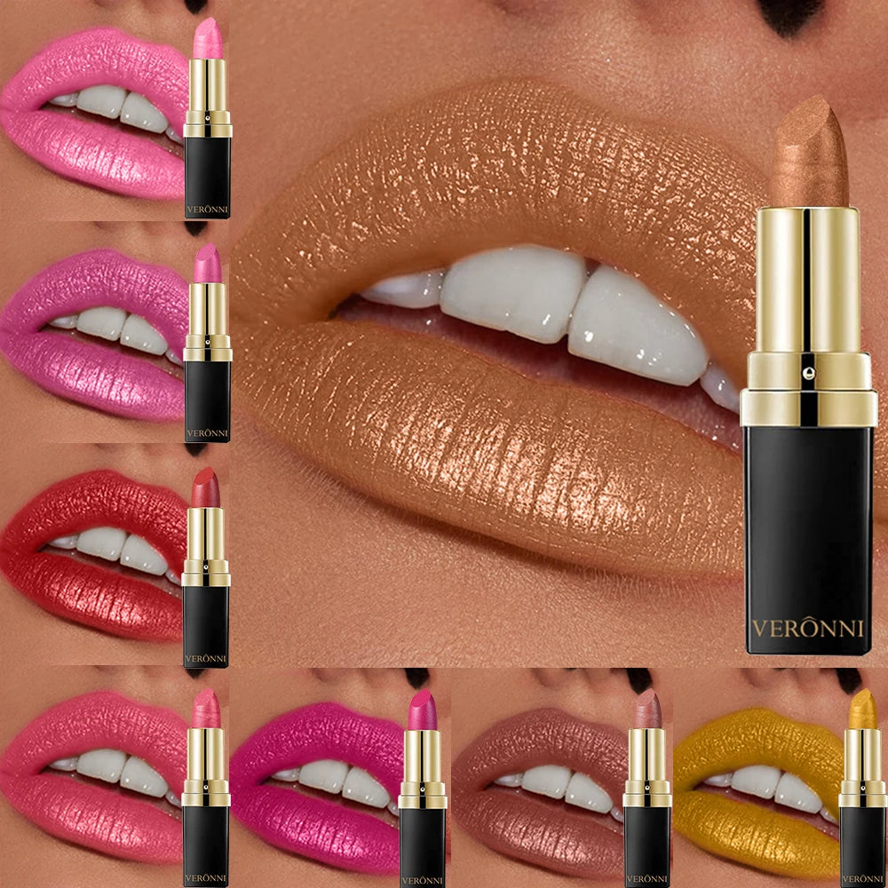 VERONNI 10-Color Glitter Lipstick | Waterproof Metallic Finish Glitter Lipstick QXL