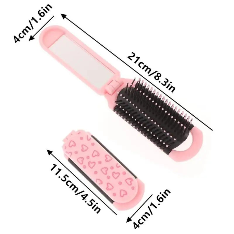 Pink Butterfly Foldable Travel Hair Comb with Mirror & Massager Foldable Travel Comb QXL
