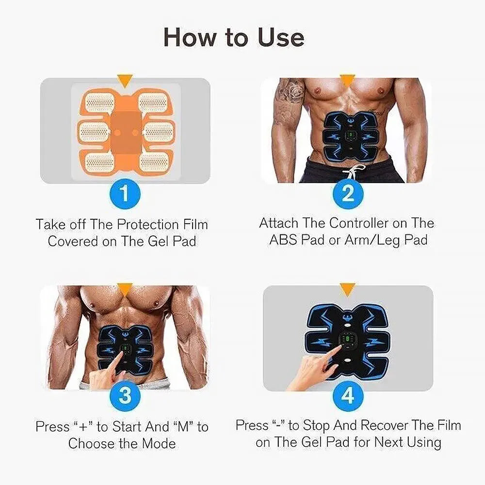 EMS Muscle Stimulator Belt | 6 Modes, 19 Levels, Rechargeable EMS Muscle Stimulator QXL
