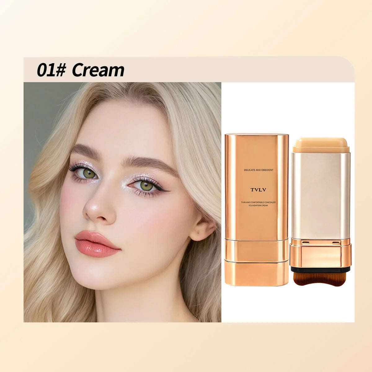 2-in-1 Matte Foundation Concealer Stick | Built-In Sponge Foundation Stick QXL 6029-01