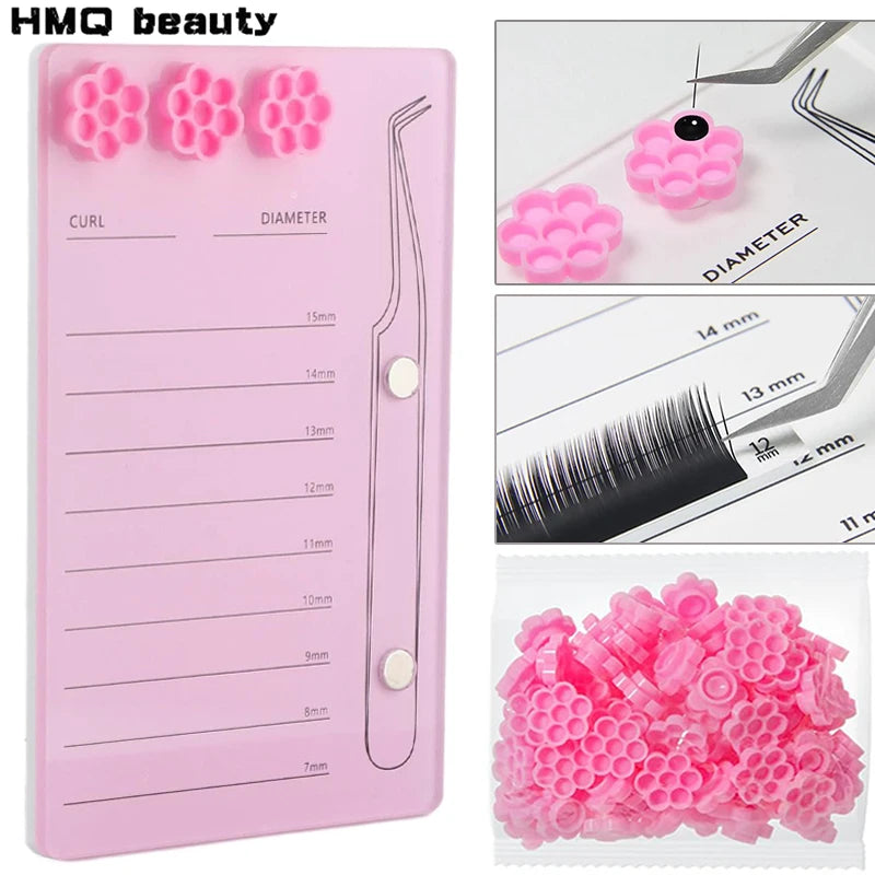 Acrylic Lash Extension Pallet Kit | 7–15mm Scale & Tweezer Holder Lash Extension Organizer QXL