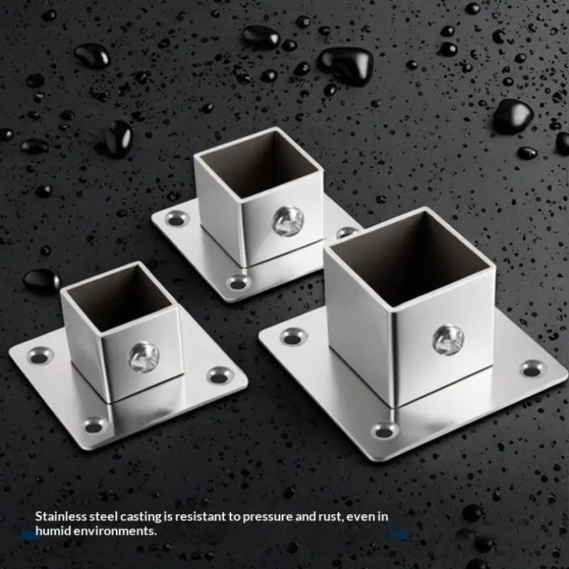 Stainless Steel Square Tube Flange Base Connector 20–35mm Tube Flange Connector QXL