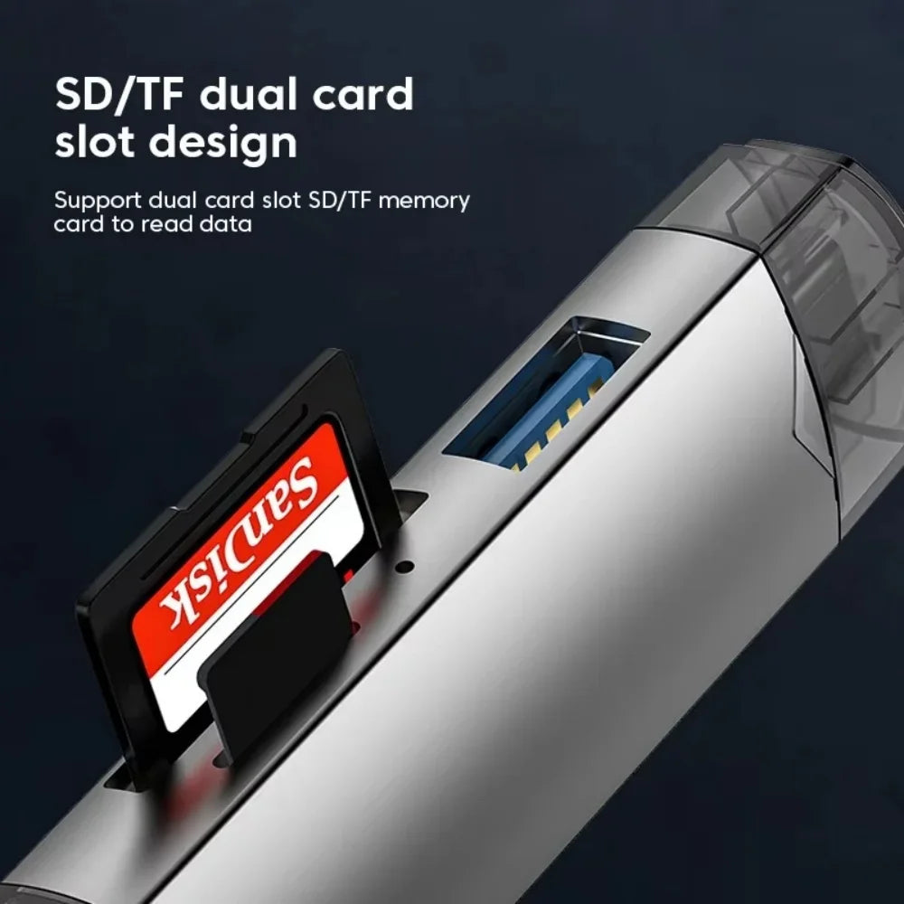 6-in-1 USB 3.0 Type-C OTG Card Reader | SD TF Memory Adapter USB Card Reader QXL