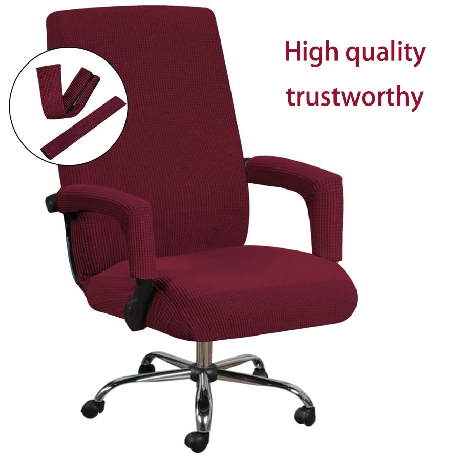 Stretch Polar Fleece Office Chair Cover | 5 Colors Anti-Static Office Chair Cover QXL Wine red L