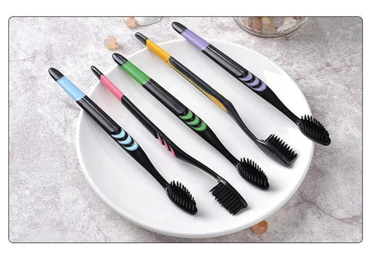 Bamboo Charcoal Soft-Bristle Toothbrush | Eco-Friendly Adult Bamboo Toothbrush QXL