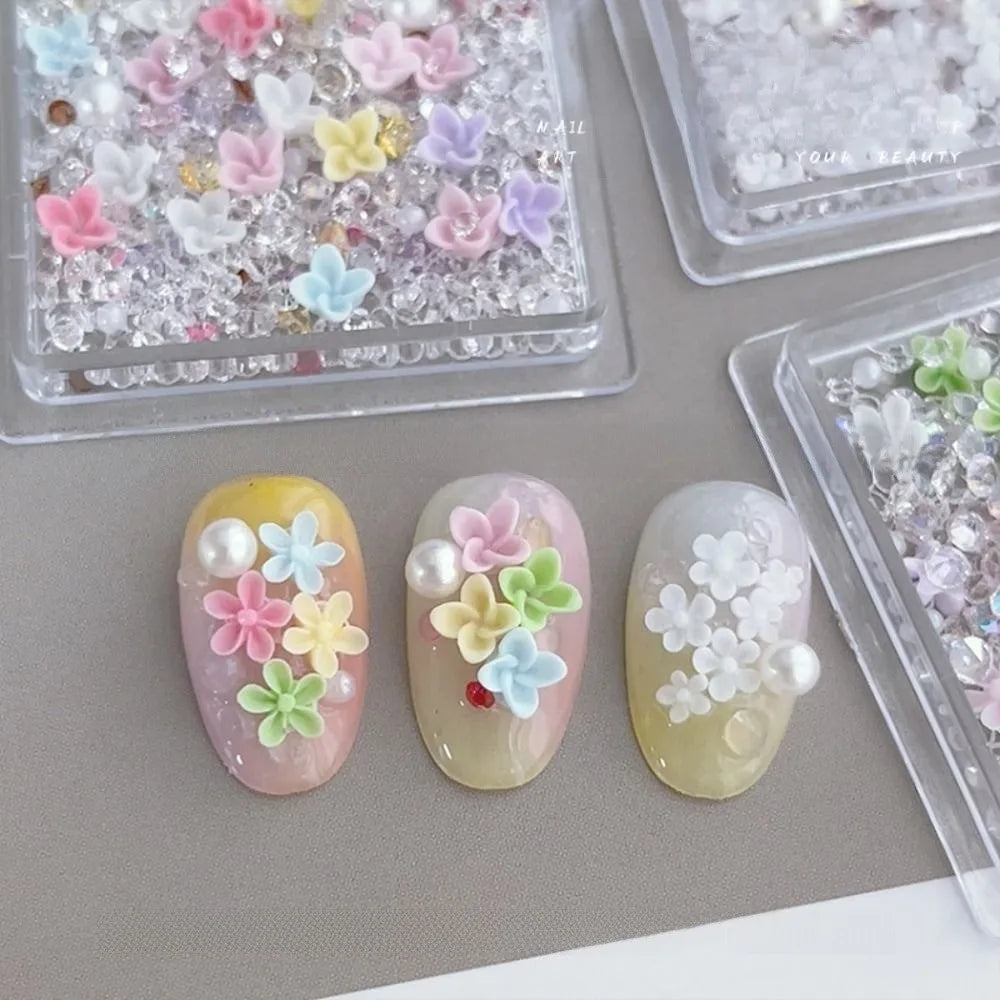 Floral Pearl Nail Art Charms | DIY Manicure Decoration Box Nail Art Charms QXL