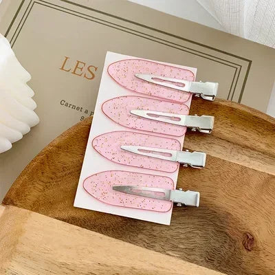 Sakura Pink Duckbill Hair Clips | No-Bend Bangs Clip 2/4 Pack Hair Clip Set QXL NO.20