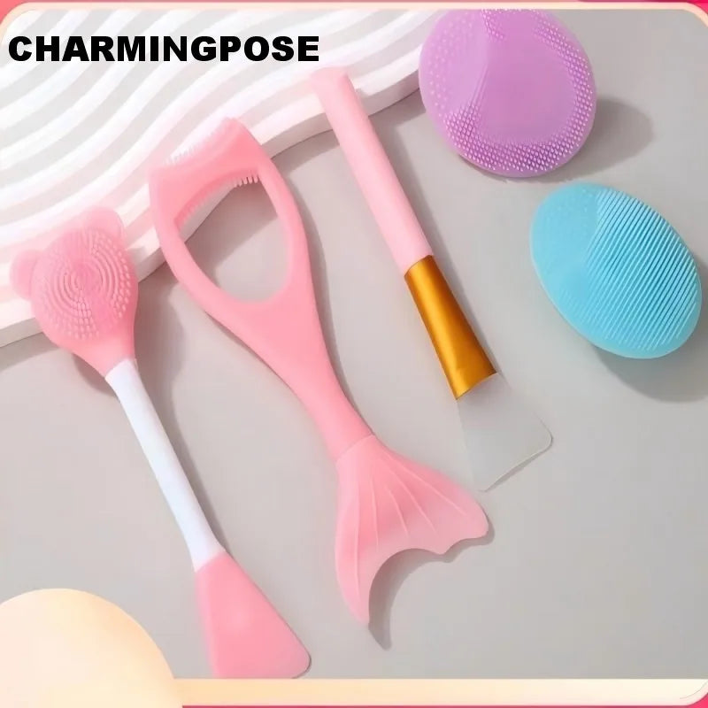 5-Pack Dual-Ended Silicone Face Mask Brush & Applicator Silicone Face Brush QXL