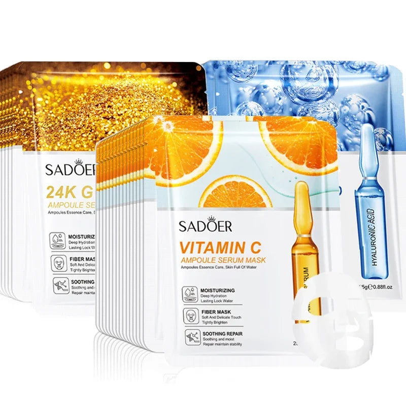 SADOER 15-Pack 24K Gold Hyaluronic Acid Face Masks – Firming Gold Hydrating Face Mask QXL