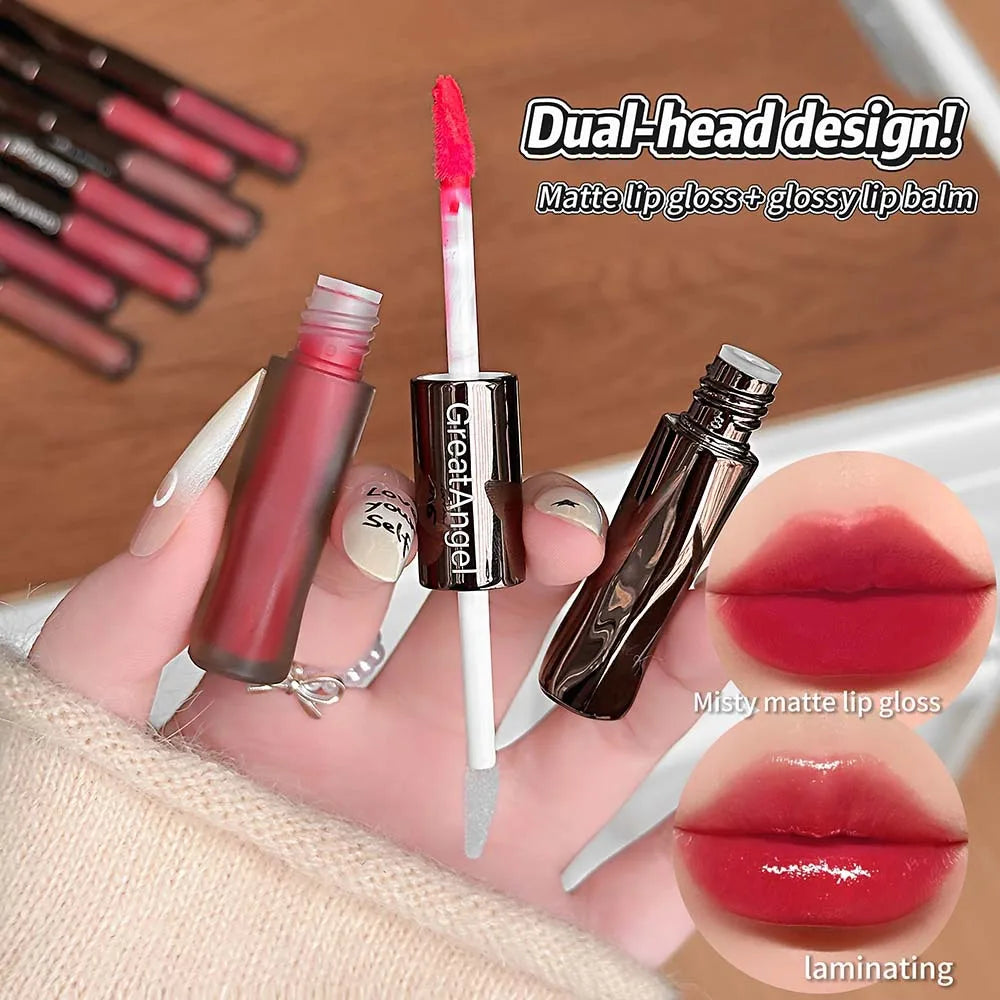 Dual-Ended Matte Velvet & Gloss Lip Color Pen | Long-Lasting Dual-Ended Lip Gloss QXL