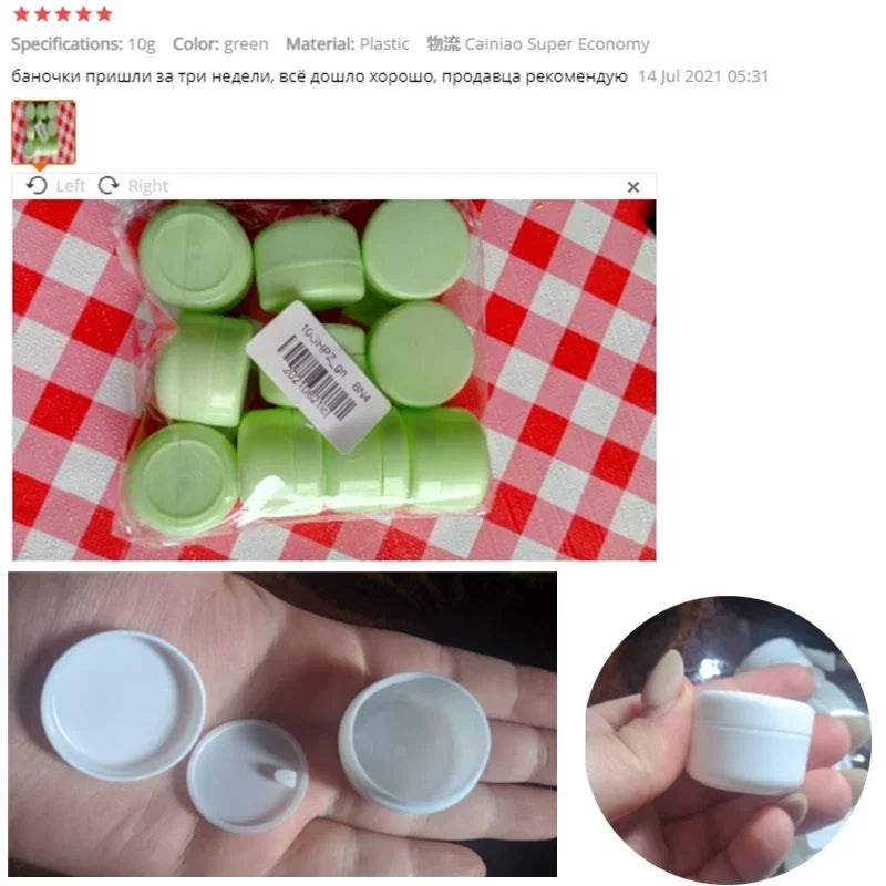10-Pack 10g Refillable Cosmetic Jars | Travel Cream Pots Cosmetic Travel Jars QXL