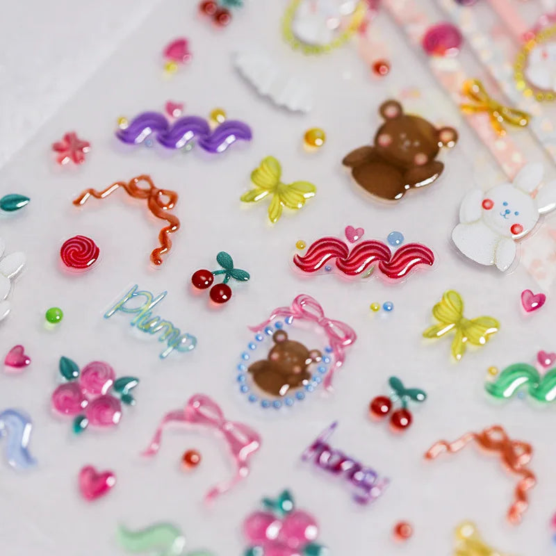 5D Cartoon Jelly Nail Art Stickers | Kawaii Self-Adhesive Decals Nail Art Stickers QXL