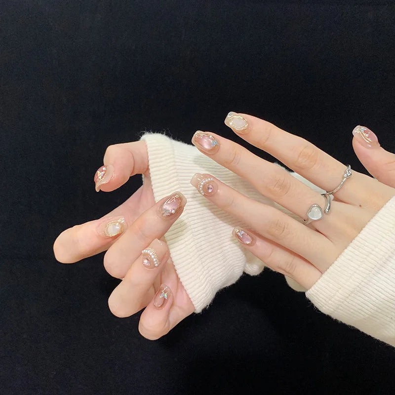 Cat Eye Baroque Press-On Nails | Handmade Shell Design Set Press-On Nail Set QXL