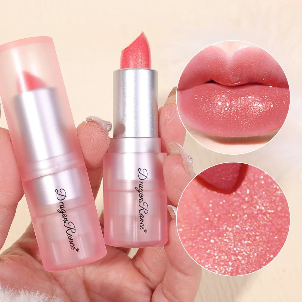 Waterproof Glitter Lipstick | Pearlescent Shiny Lip Tint Glitter Lipstick QXL