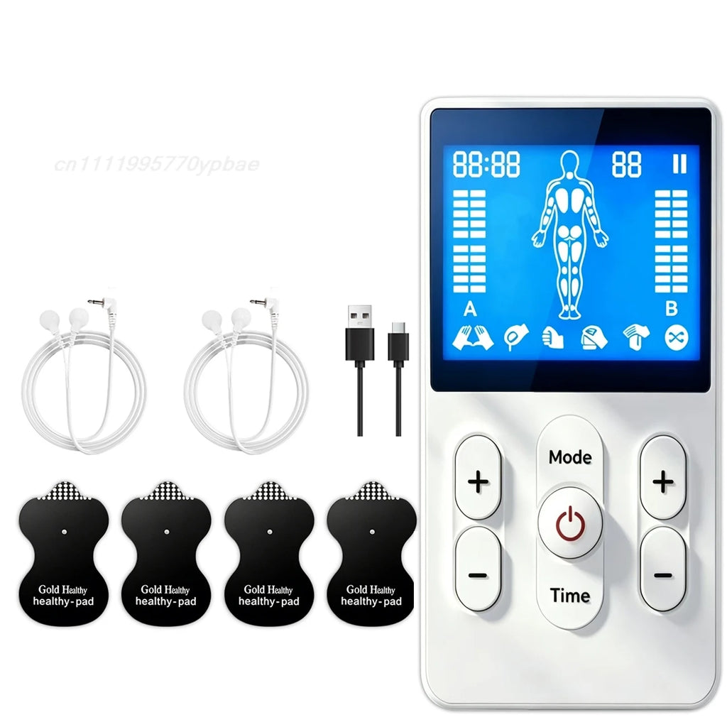 3-in-1 TENS EMS Muscle Stimulator | Dual Channel Massager EMS TENS Massager QXL A2-1Host 4 patches