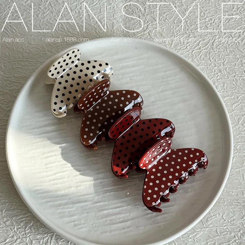 Korean Polka Dot Acetate Hair Claw Clip | Medium Shark Clip Hair Claw Clip QXL