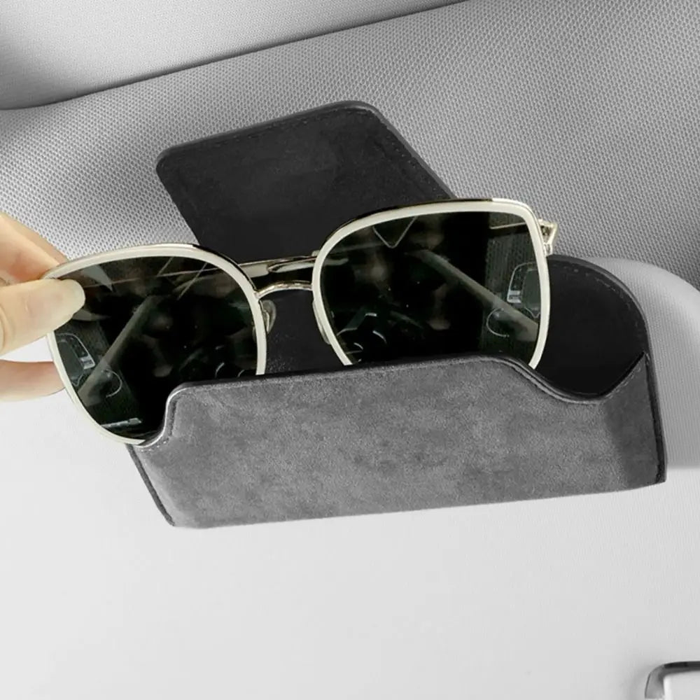 Car Sun Visor Sunglasses Holder | Cowhide Leather Storage Clip Visor Glasses Holder QXL