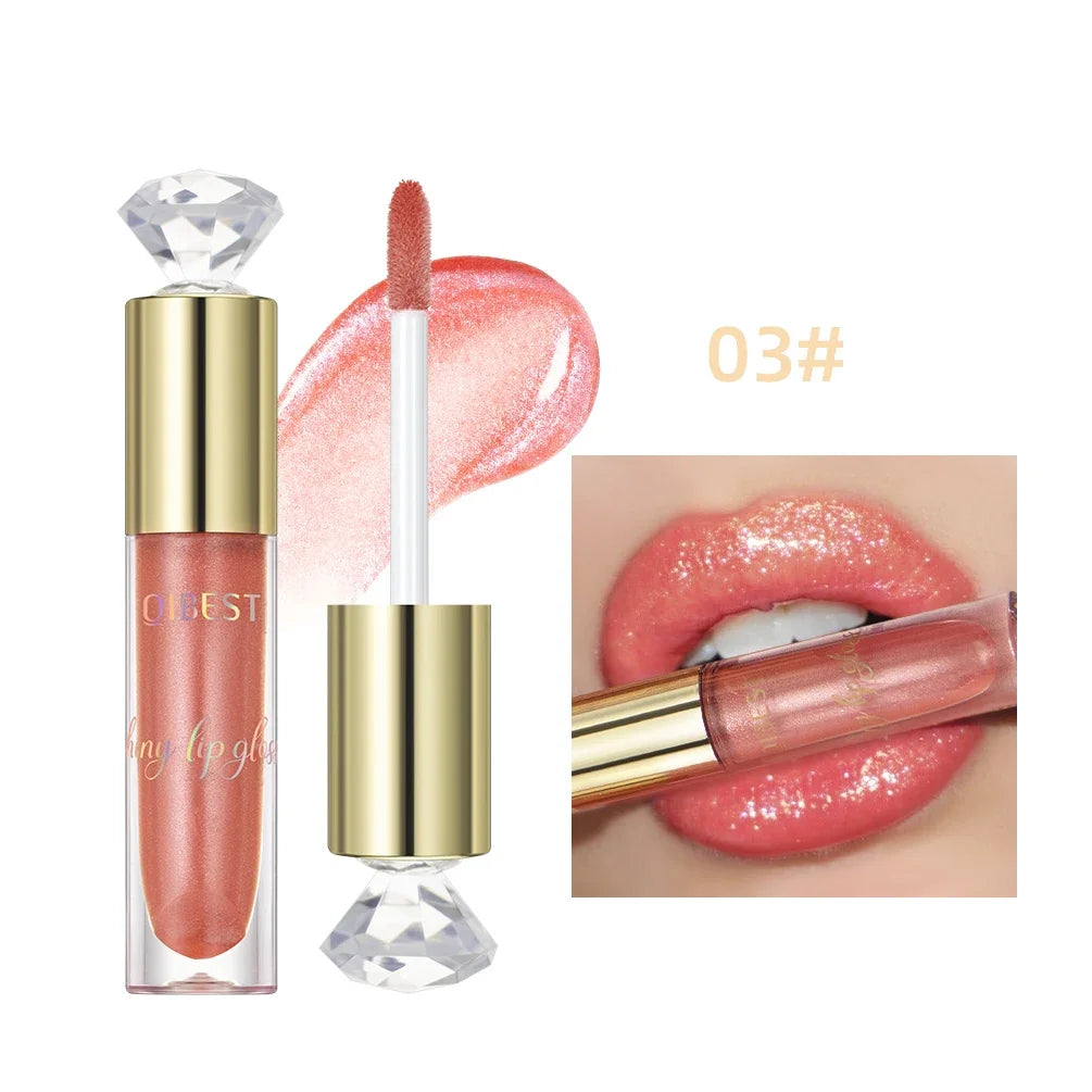 QiBest Glitter Lip Gloss | Diamond Metallic Liquid Lipstick Glitter Lip Gloss QXL 03