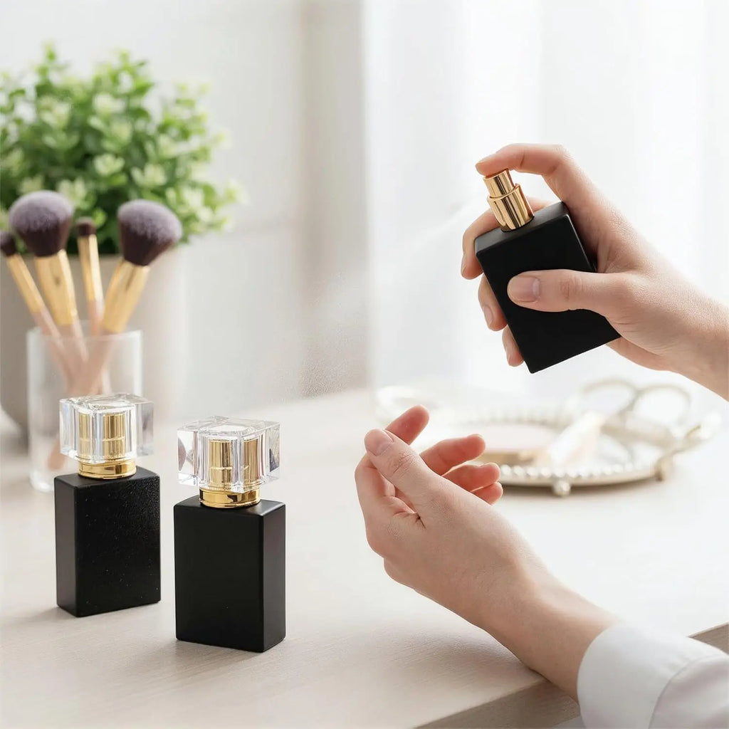 8-Pack 30ml Black Glass Fine Mist Refillable Perfume Spray Bottles Perfume Spray Bottle QXL